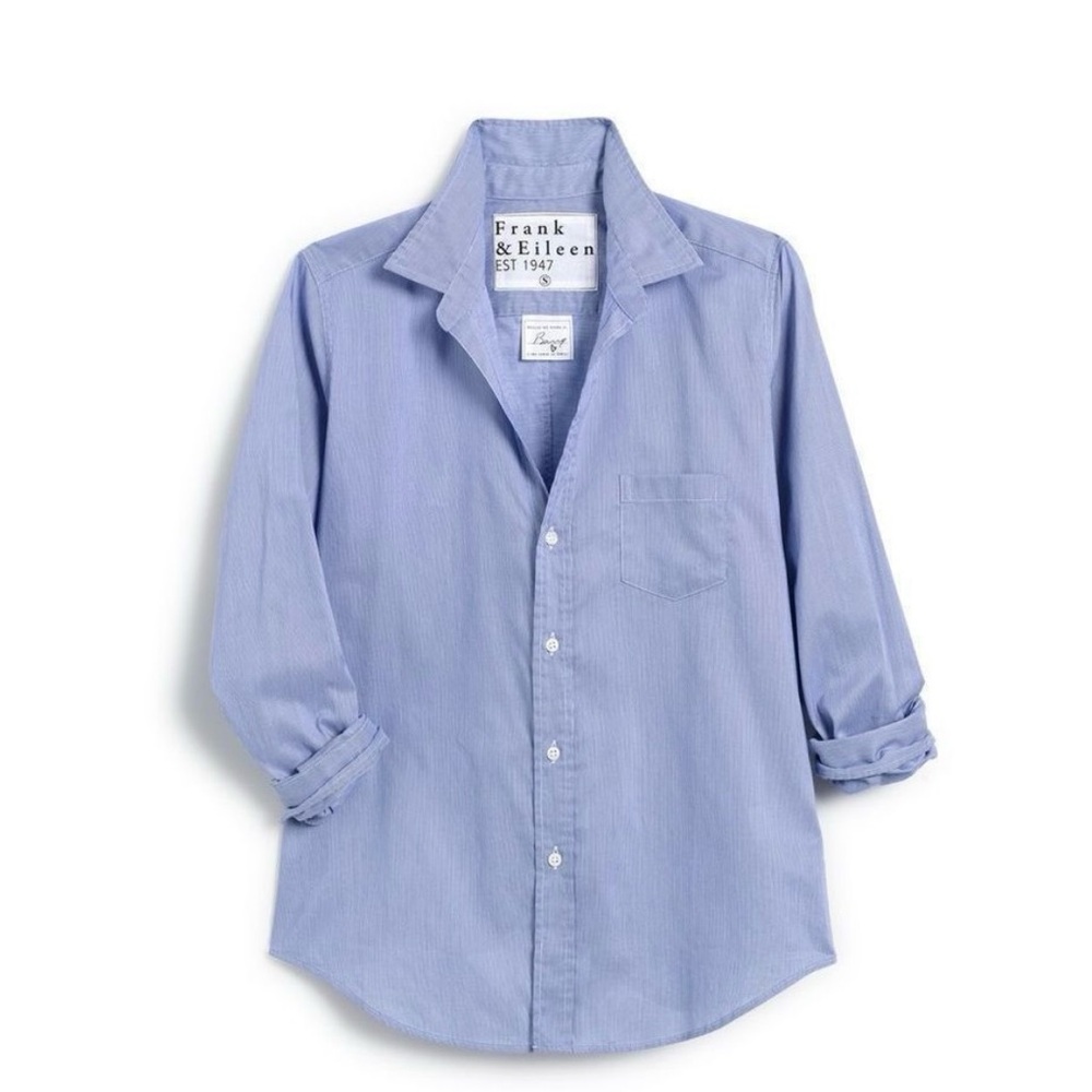 Frank & Eileen Barry Striped Tailored Button-Up Shirt With Heart Women’s Size Sm